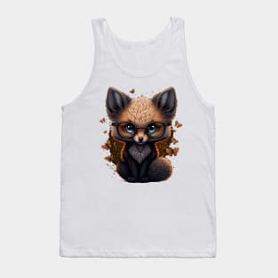 Sweet cute cartoon fox with glasses Tank Top